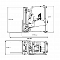 Чертеж Электропогрузчик трехопорный Aurora Forklift CPD20SA-16, 1.6т, Кислотный